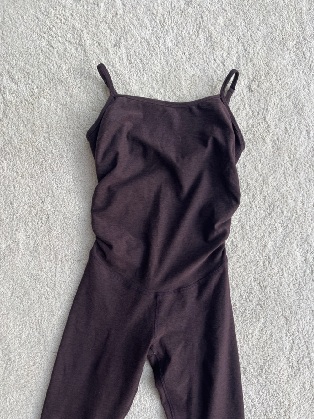 Beyond Yoga Spacedye Up Level Maternity Jumpsuit in Dark Chocolate Heather - Picture 4 of 11